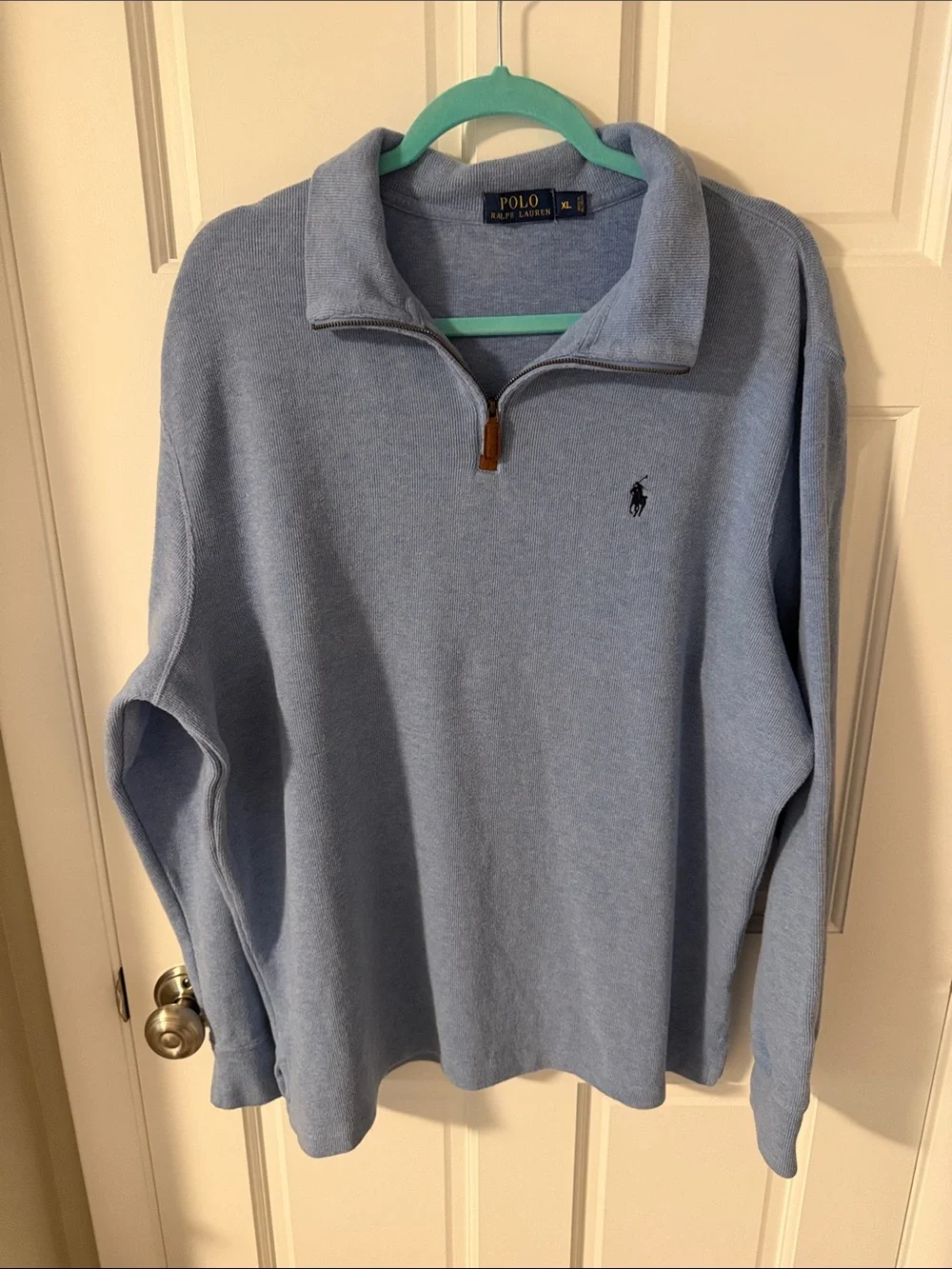 Polo Ralph Lauren Men’s 100% Cotton Knit 1/4 Zip Pullover Sweater Blue XL